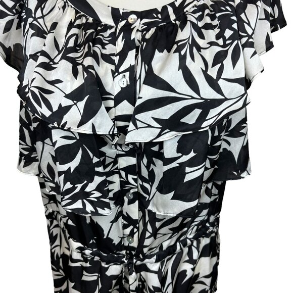 Alfani blouse, size 14, silk, ruffle, party, colorful, business, floral, NWT - Picture 2 of 12